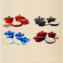 4PCS эмалированная чугунная посуда в четырех цветах